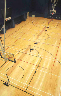Multi-Purpose Hall set as a blasketball court